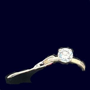 RING, STERLING SILVER & SOLITAIRE CLEAR CUBIC ZIRCONIA, LADIES SZ 4 ½, WITH